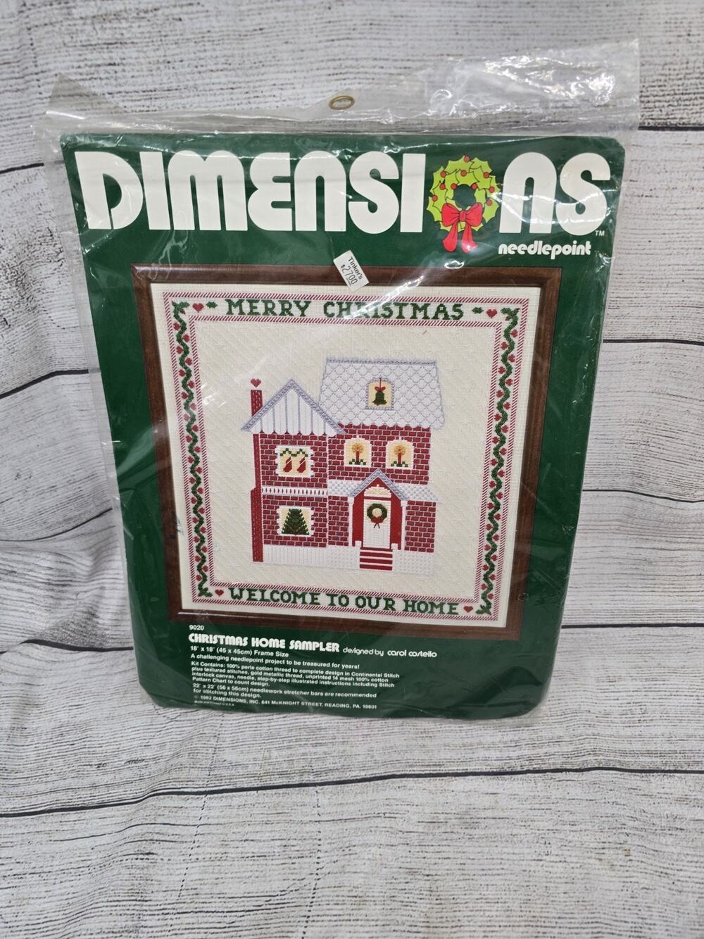 Christmas Home Sampler Needlepoint 18 X 18 Inches kit new sealed Dimensions